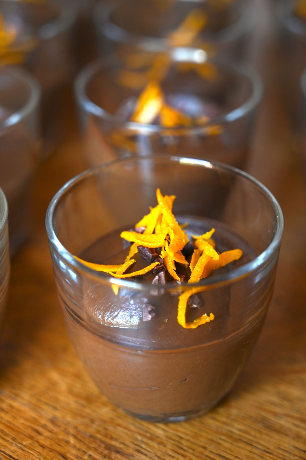 Chocolate mousse served during retreat at chateau de la vigne